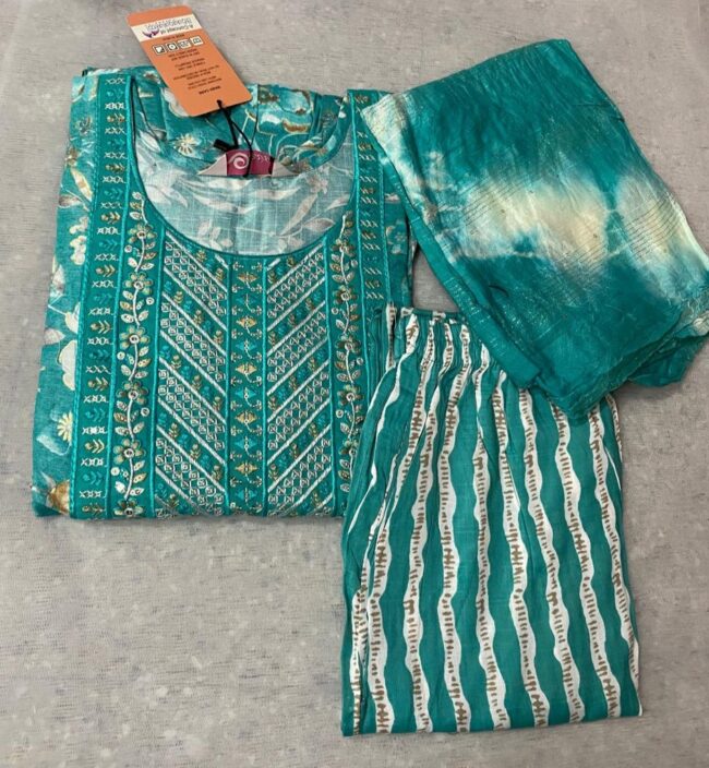 Women Viscose Rayon Kurta Pant Dupatta Set - Image 2