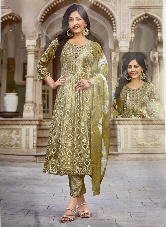 Women Viscose Rayon Kurta Pant Dupatta Set