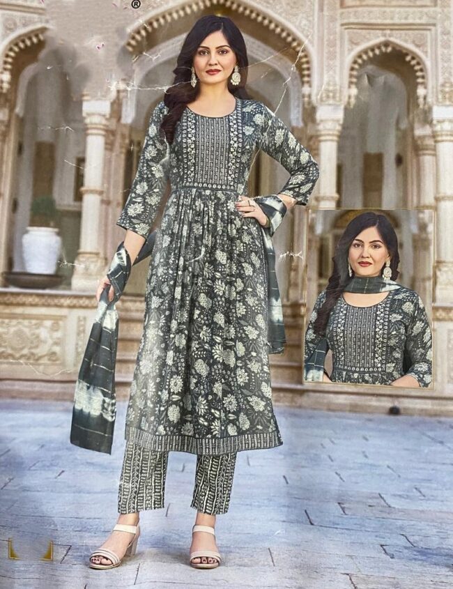 Women Viscose Rayon Kurta Pant Dupatta Set