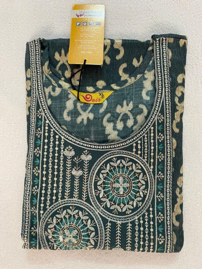 Women's Cotton Print Straight Kurta With Pant Dupatta - Image 4
