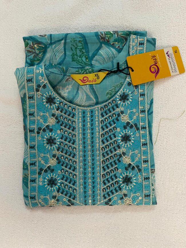 Women's Cotton Print Straight Kurta With Pant Dupatta - Image 3