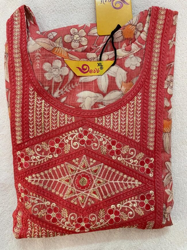 Women’s Cotton Print Anarkali Kurta With Pant Dupatta - Image 3