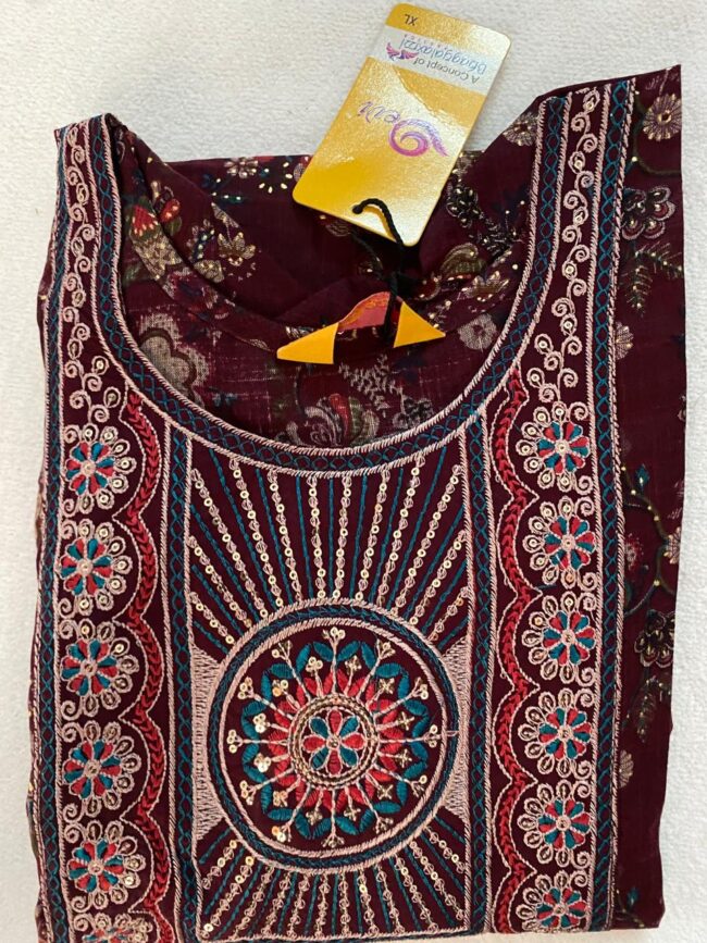 Women’s Cotton Print Anarkali Kurta With Pant Dupatta - Image 4