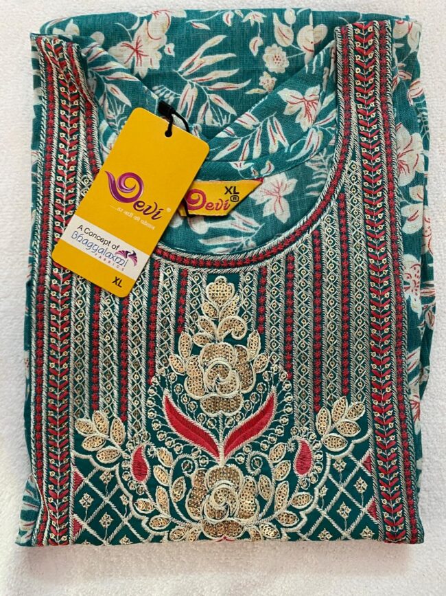 Women’s Cotton Print Anarkali Kurta With Pant Dupatta - Image 3