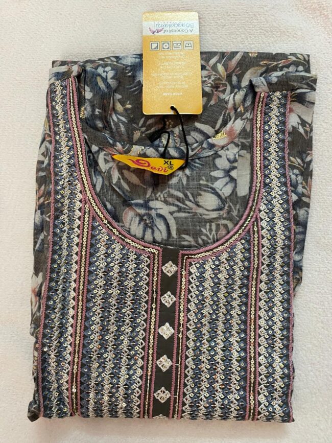 Women’s Cotton Print Anarkali Kurta With Pant Dupatta - Image 3