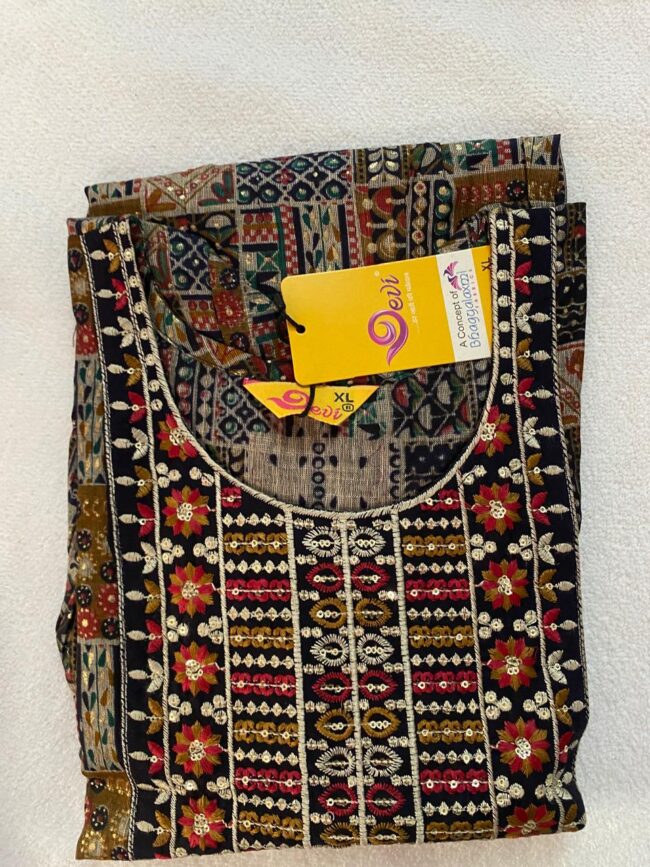 Women’s Cotton Print Anarkali Kurta With Pant Dupatta - Image 4