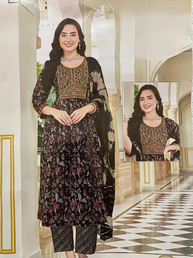 Women’s Cotton Print Anarkali Kurta With Pant Dup