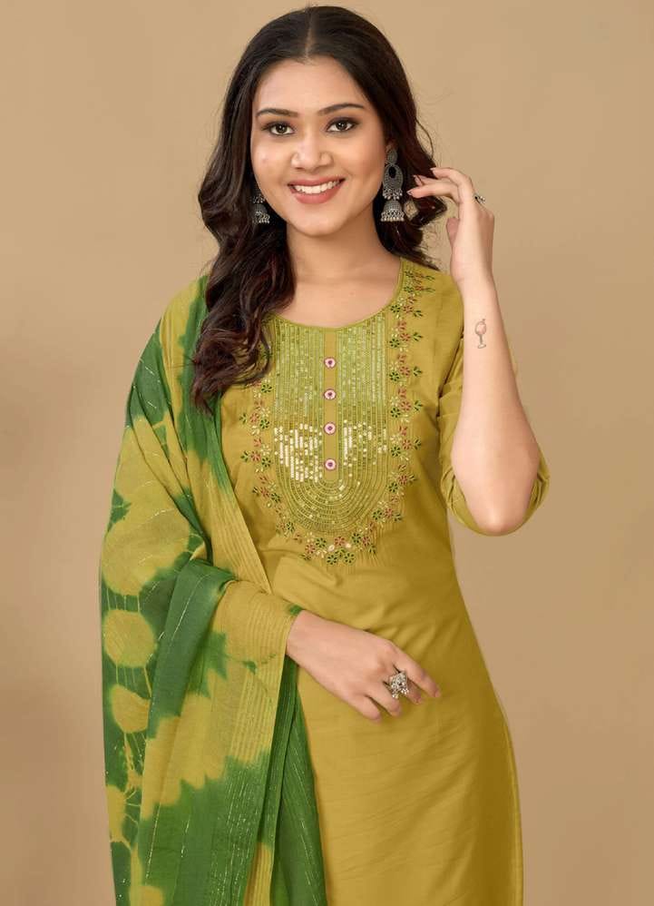 Women Chanderi Kurta Dupatta Set